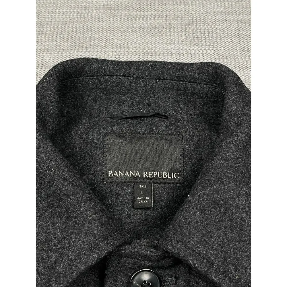 Banana Republic Mario Bellucci Overcoat Mens Large Tall Gray Wool Italian